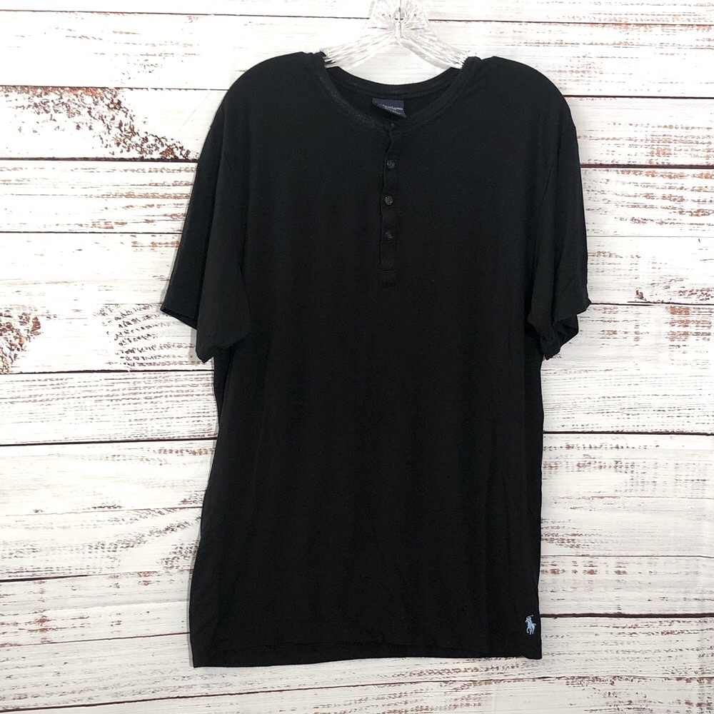 Polo by Ralph Lauren Black Short Sleeve Henley sleepwear Shirt XL